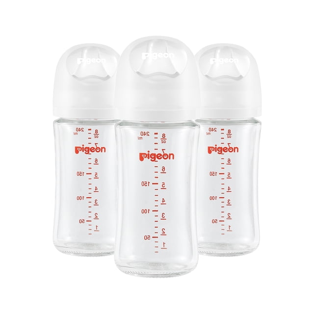 Pigeon - Glass Bottle 8oz (3-Pack) with M Nipple 3M+