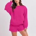 thumbnail image 2 of Bowake Womens 2 Piece Fall Outfits Sweatsuits Oversized Pullover Sweatsuit and Drawstring Shorts Lounge Sets Tracksuit, 2 of 6