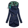 thumbnail image 1 of Kcodviy Women's Solid Mid-Length Printed Womens Bed Jackets Hooded Coat Drawstring Jacket Mock Jacket Slim Outwear with Pockets, 1 of 3