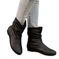 thumbnail image 4 of Styesk Bottes pour Femmes Bottes Décontractées de Mode pour Femmes Style Printanier Bottes Couleur Unie à Coutures Bout Rond Manche à Enfiler Talon Bas Bottines Bottes de Travail pour Femmes, 4 of 9