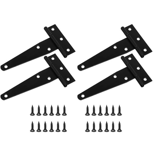 4pcs Heavy Duty T Hinges for Outdoor Use Galvanized Iron Mounting Screws