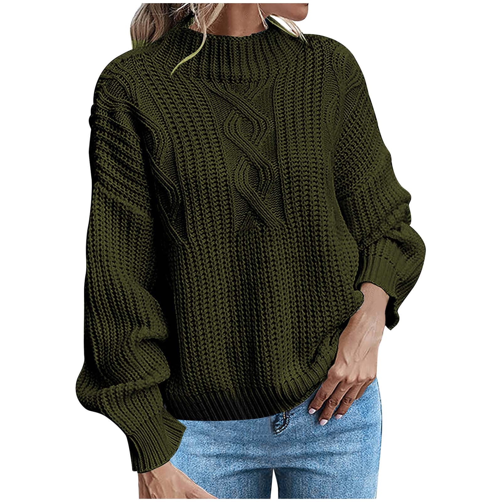 Timegard Chandails pour Femmes à Manches Longues Col Roulé Chandail Ample Automne Hiver Décontracté Hauts Tricotés