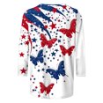 thumbnail image 5 of Frostluinai Chemises pour Femmes Chemises Rouges Blanches et Bleues Col Rond T-Shirts Patriotiques Manches 3/4 Grande Taille Hauts Graphiques T-Shirt Patriotique pour le Memorial Day, 5 of 5