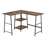 Monarch Specialties Computer Desk, Home Office, Corner, Storage Shelves, 48"l, L Shape, Work, Laptop, Metal, Laminate, Brown, Black, Contemporary, Modern