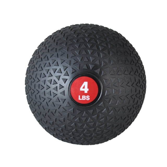 PRISP Weighted Medicine Slam Ball - Fitness Ball with Easy Grip Textured Surface front-facing view of a round medicine slam ball with grooved easy-grip PVC shell and visible seam; core filled with iron sand to minimize bounce and roll; designed for core-strengthening slams, conditioning and functional stability drills, often used for outdoor training.