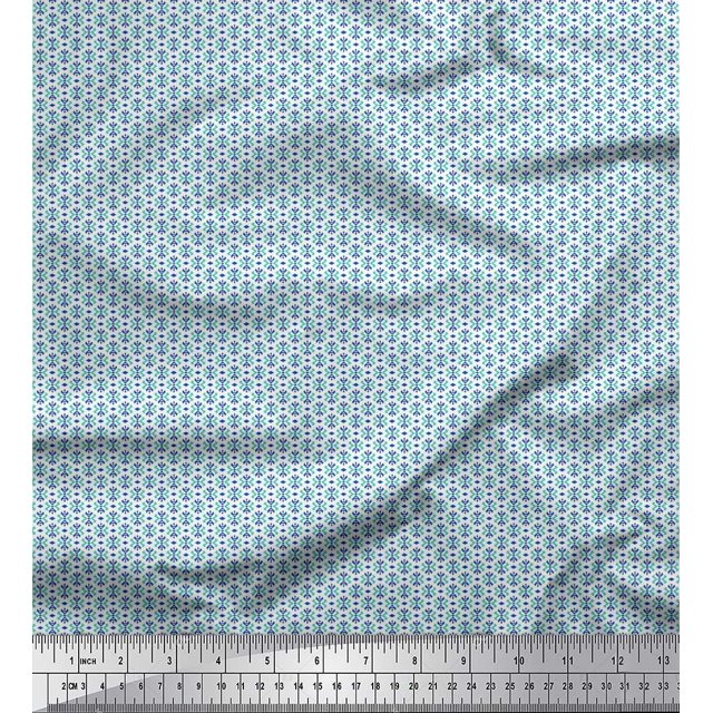 Soimoi Polyester Crepe Fabric Geometric Small Fabric Prints by Yard 42 Inch Wide