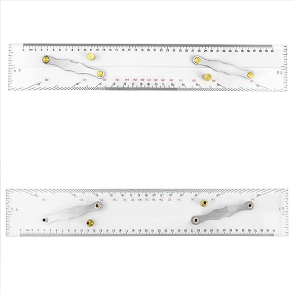 10X Règle Parallèle Marine Écailles Transparentes, Points de Cartographie pour Tirer Règle Parallèle 450MM, Règle Parallèle pour Cartes Nautiques