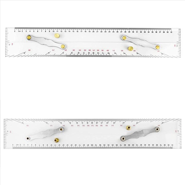 10X Règle Parallèle Marine Écailles Transparentes, Points de Cartographie pour Tirer Règle Parallèle 450MM, Règle Parallèle pour Cartes Nautiques