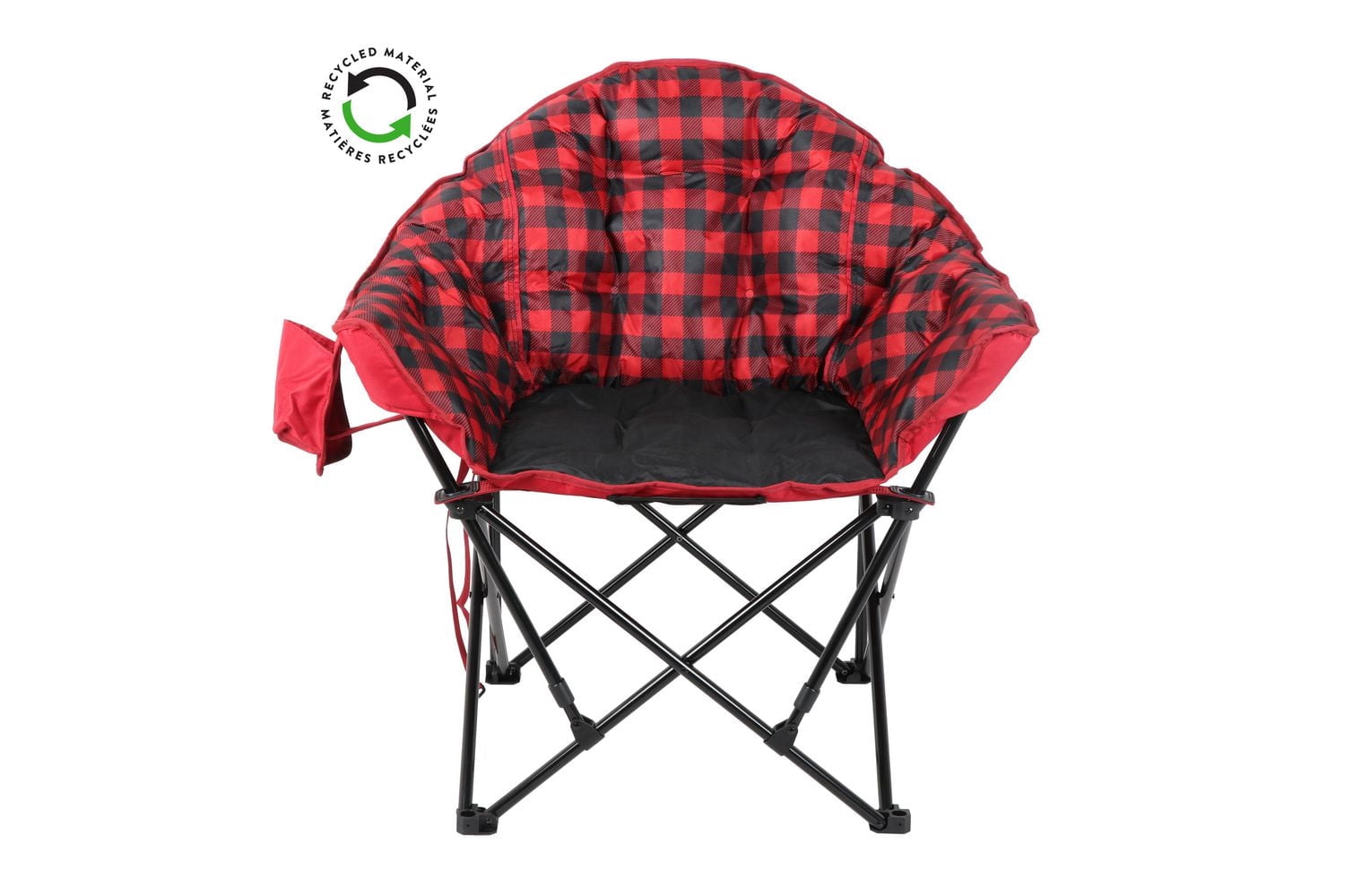 Ozark Trail Padded Club Chair, Lounger, Red Black, Adults, Polyester