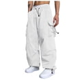 thumbnail image 2 of AherBiu Cargo Pants For Men Baggy Drawstring Elastic Waisted Oversized Joggers With Multi Pockets Lightweight Casual Loose Trousers, 2 of 5