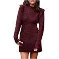 thumbnail image 1 of IROINID Chandail à Encolure Ronde pour Femme, Couleur Unie, Confortable, Mi-Long, Manches Longues, Automne et Hiver, Robe Chandail Chaude et Aguichant, 1 of 5