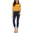 thumbnail image 2 of INSPIRE CHIC Blouse Chemise à Manches Courtes pour Femme de Bureau Travail Col Peter Pan Contrastant S Jaune, 2 of 6