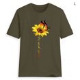 thumbnail image 2 of Blouse Été Manches Courtes T-shirt Tournesol T-shirt Femmes Tournesol Imprimé Col Rond Top, Vert, L, 2 of 7