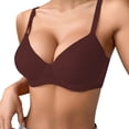 thumbnail image 1 of GPOECD Women's Comfortable Breathable Push Up Bra With Underwire Triple Hook Thin Solid Color Support Everyday Wear Wine,90B, 1 of 4