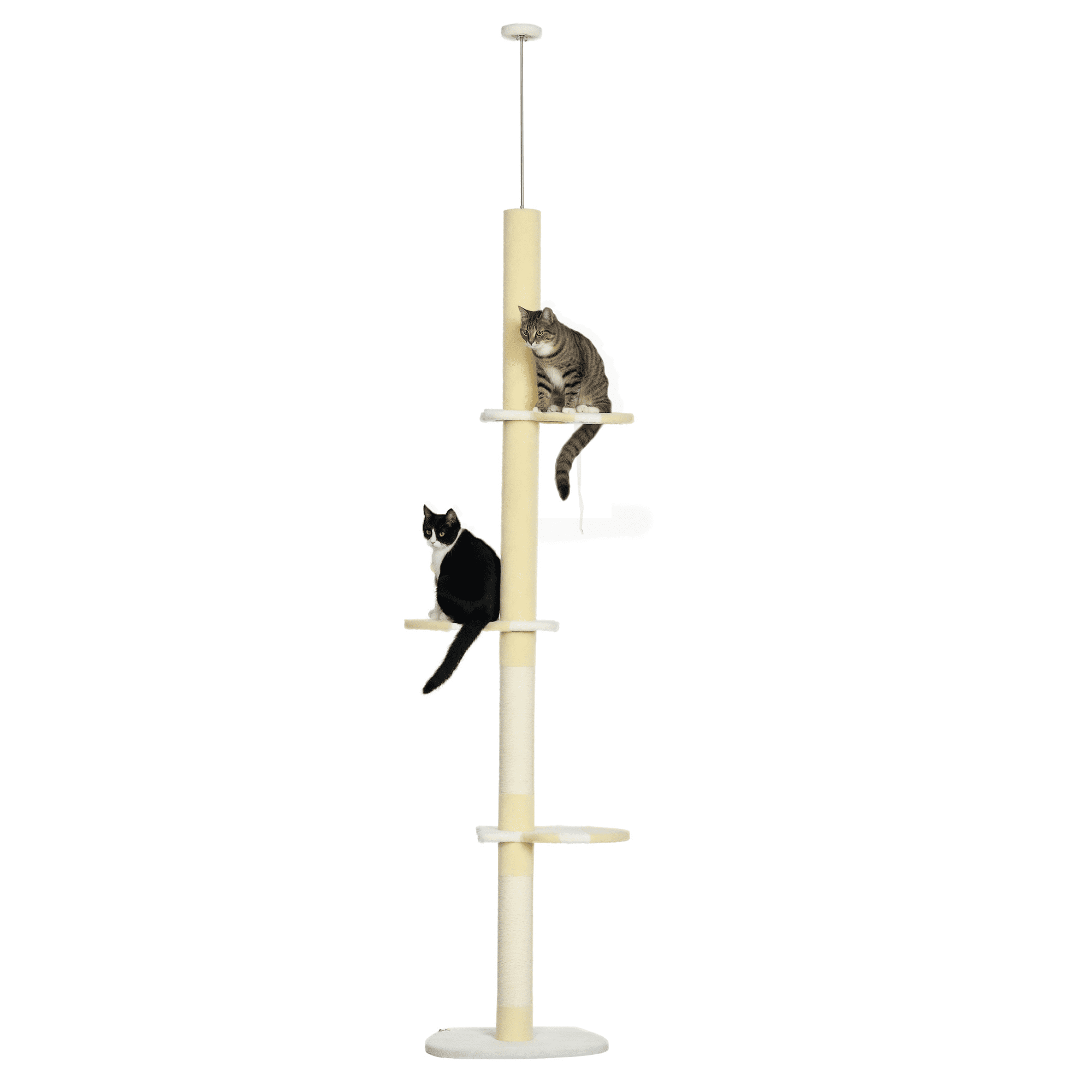 PawHut 87"-102" Floor to Ceiling Cat Tree w/ Anti-tip Kit, Yellow