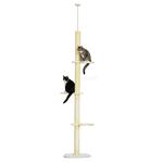 PawHut 87"-102" Floor to Ceiling Cat Tree w/ Anti-tip Kit, Yellow