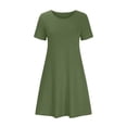 thumbnail image 5 of Ovzne Robes d'Été pour Femmes Robe de Plage Mode Femmes Été Décontractée Col Rond Manches Courtes Robe Mini Unie Grande Taille Robe Maxi Manches Courtes Liquidation, 5 of 5