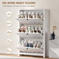 thumbnail image 4 of HOMCOM Narrow Shoe Cabinet with 3 Flip Drawers, Shoe Storage Cabinet, White, 4 of 10