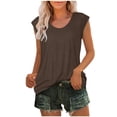 thumbnail image 1 of Timegard Débardeurs pour Femmes Col Rond Manches Courtes Confortables Été Décontracté Amples Chemises Hauts Blouse T-Shirt Basique, 1 of 6