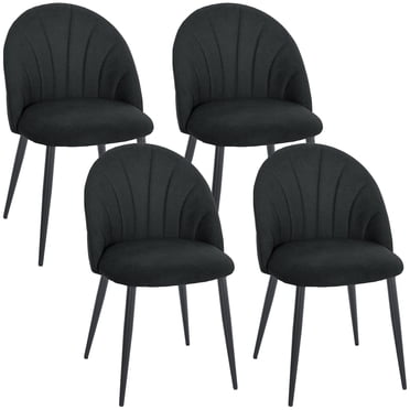HOMCOM Dining Chairs Set of 4 Kitchen Chairs with Metal Legs Black