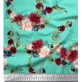 thumbnail image 1 of Soimoi Green Rayon Fabric Ranunculus & Penoy Floral Print Print Fabric by the Yard 42 Inch Wide, 1 of 3
