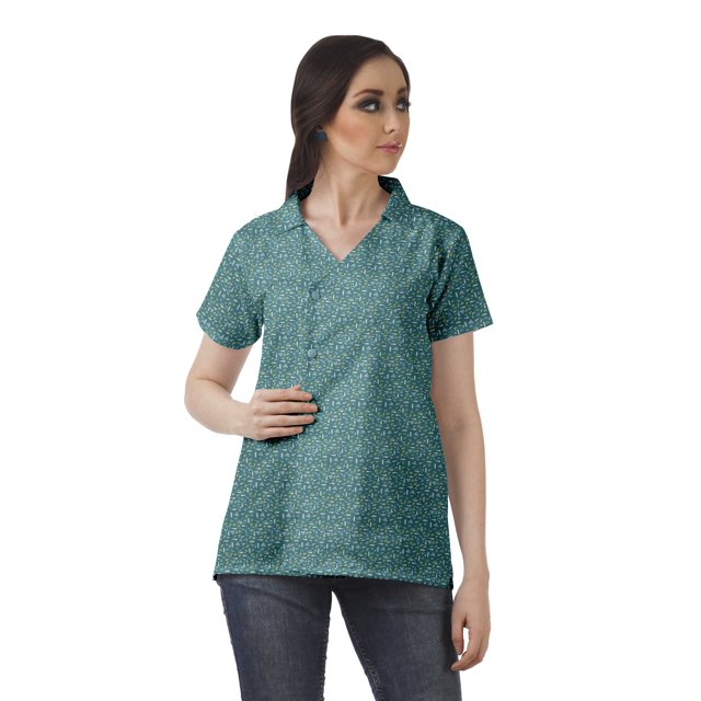 Moomaya Chemise Tunique Style Enveloppant pour Femmes en Coton Décontracté Col Classique Boutonné