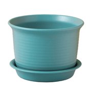 Plant pots indoor with with Drainage Hole&Tray Saucer,Round Plastic Plant Pots,Outdoor Pots for Plants Decoration Flower Pots for Indoor Home Garden Outdoor Planters Green-5.9"x 5.9"x 4.1"