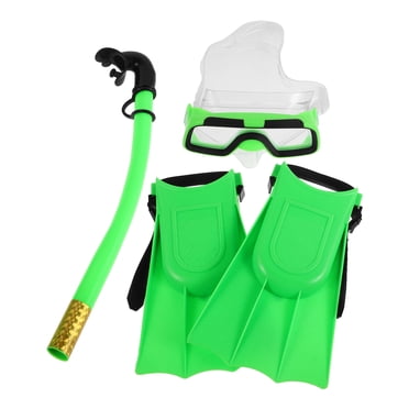 1 Set Kids Snorkel Set With Anti-Fog Swimming Goggles Dry Top Snorkel And Adjustable Flippers Snorkeling Gear For Children Ages 5-10