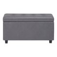 thumbnail image 3 of SIMPLIHOME Cosmopolitan Ottomane de Rangement Rectangulaire à Dessus Relevable de 34 Pouces de Large en Similicuir Capitonné Gris Pierre Rembourré, Repose-Pieds Tabouret, Table Basse pour le Salon, la Chambre et la Chambre d'Enfant, 3 of 8