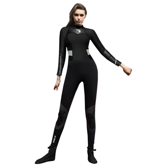Women's Full Body Wetsuit Cold Water Keeping Warm Neoprene Diving Suit Rash Guard One-Piece Long Sleeve Zip Quick Dry Sunsuit