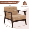 thumbnail image 3 of Costway 2PCS Accent Chair Button Tufted Mid-century Modern Lounge Chair with Armrest Brown, 3 of 9