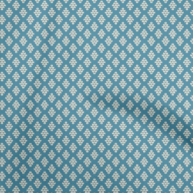 oneOone Cotton Poplin Medium Blue Fabric Geometric Sewing Craft Projects Fabric Prints By Yard 42 Inch Wide
