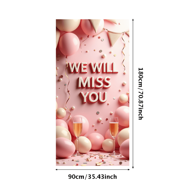Pink Themed Glittery Triangle Banner with We Will Miss You Lettering, Party Background Backdrop Decorations, Farewell Party Retirement Party Leaving Party Decor Photo Booth Props