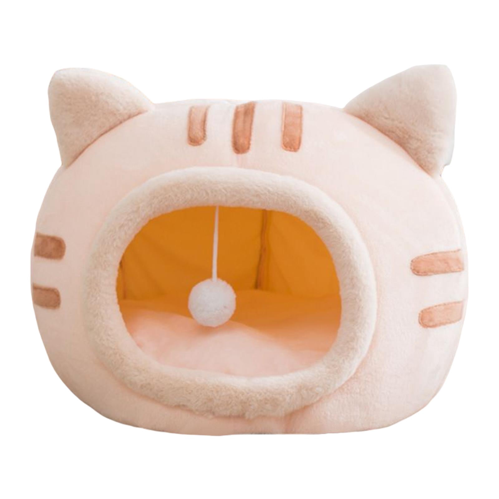 Soft Cave Cat Beds Warm Nest Semi Closed Dog Bed Kitten Supplies pink pink S
