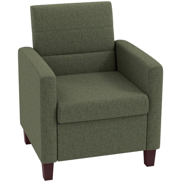 HOMCOM Modern Accent Chair Fabric Armchair w/ Non-Slip Pads, Dark Green