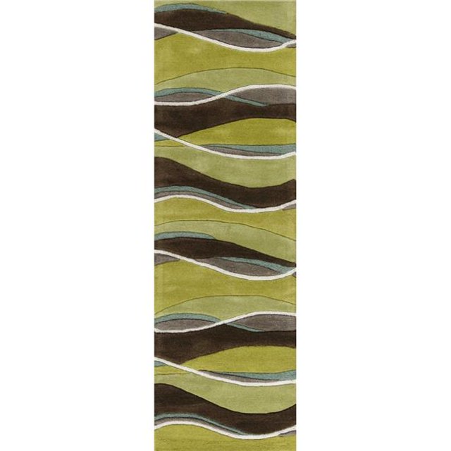 HomeRoots 352301 2 ft. 3 in. x 7 ft. 6 in. Runner Wool Lime & Mocha Area Rug