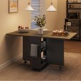 thumbnail image 3 of Drop Leaf Table for Small Spaces, Movable & Foldable Dining Table with 2-Tier Storage Shelf, Extendable Dining Table for 4, Ideal for Kitchen Dining Room Apartment, 3 of 9