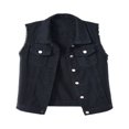 thumbnail image 1 of Gilet Décontracté pour Femmes, Col Rabattu, Hauts à Simple Boutonnage, Poches à Bord Effiloché, 1 of 6