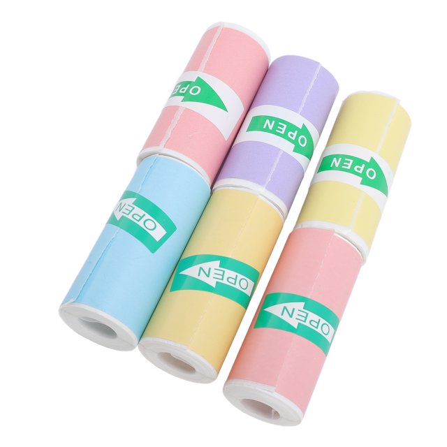 Papier Thermique, Papier d'Impression Thermique Multicolore 57x25mm Sans Encre 6 Rouleaux pour Étiquette de Note Photo