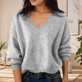 thumbnail image 2 of BLVB Chandails Chauds pour Femmes Col en V Classique Doux Chandail Confortable Ample Décontracté Manches Longues Automne Hiver, 2 of 5
