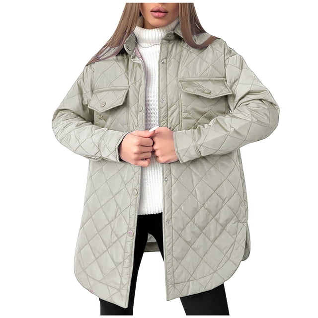 CEHVOM Manteau Sans Capuche Chaud Uni pour Femmes, Coupe Ajustée, Parka d'Hiver, Manteau, Liquidation