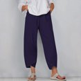 thumbnail image 1 of Women's Summer Comfortable Loose Wide Legged Fashion Solid Color Capris RXIRUCGD Violet, Taille: S, 1 of 5