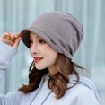thumbnail image 3 of Women's Cotton Hat Thick Warm Windproof Simple Solid Color Beanie Hat, 3 of 7