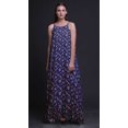 thumbnail image 2 of Bimba Bleu Royal Feuilles Florales et Imprimé Vêtement de Nuit pour Femmes Longue Robe Maxi à Bretelles Spaghetti Tenue de Sommeil Robe Medium, 2 of 5