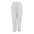 thumbnail image 4 of Womens Casual Pants High Waisted Wide Leg Solid Color Linen Joggers White L, 4 of 5