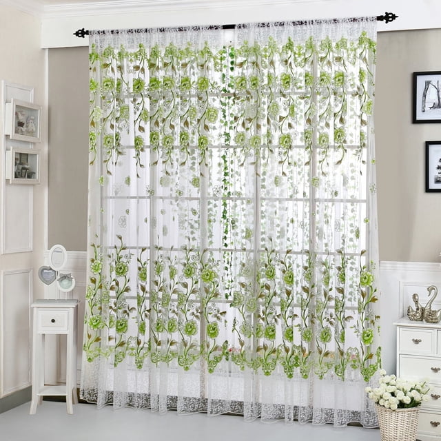 WIFKLSIIPG Peony Sheer Curtain Tulle Window Treatment Voile Drape Valance 1 Panel Fabric