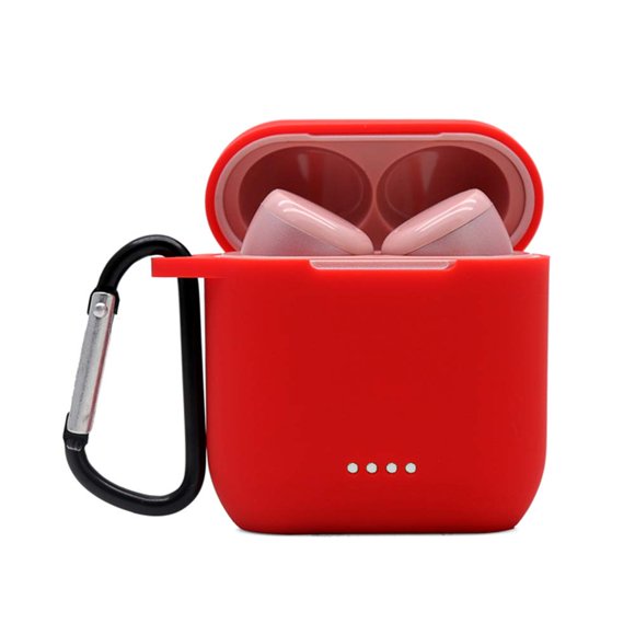 USSJ Protective Silicone Case Compatible with Tozo t6 Front LED Visible Premium Accessory Shockproof tozo t6 Case Cover with Keychain. (Red)