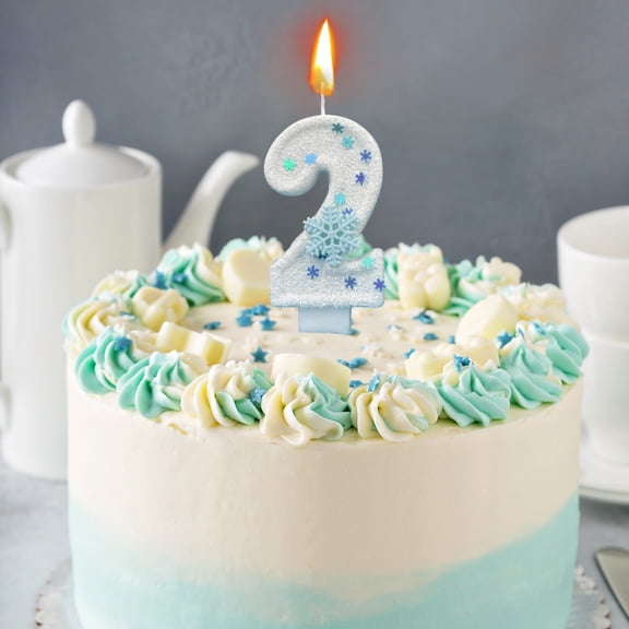 Digital Wax Products, Ice and Snow Digital Candles Snowflake Cake Labels Children's Birthday Decorations Themed Birthday Cakes Paper Cupcakes Boys and Girls' Birthday Supplies 0-9