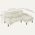 thumbnail image 3 of HOMCOM L-Shape Sofa with Right Chaise Lounge and Rubber Wooden Legs, Cream, 3 of 10
