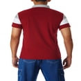 thumbnail image 2 of Men T-Shirt Short Sleeve Color-Contrast Stripe Slim-Fit Lapel Tops, 2 of 6